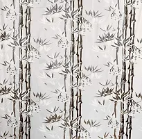 Bamboo Leaf Design Waterproof Shower Curtain for Bathroom, 7 Feet PVC Curtain with 8 Hooks ndash; 54rdquo;x 84rdquo; Inches (Brown)-thumb1