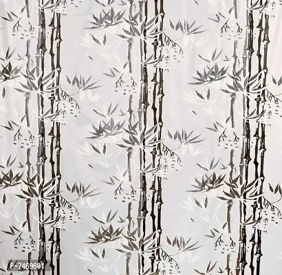 Bamboo Leaf Design Waterproof Shower Curtain for Bathroom, 7 Feet PVC Curtain with 8 Hooks ndash; 54rdquo;x 84rdquo; Inches (Brown)-thumb2