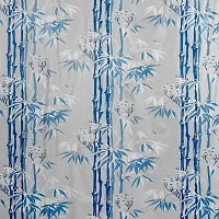 Bamboo Leaf Design Waterproof Shower Curtain for Bathroom, 7 Feet PVC Curtain with 8 Hooks &ndash; 54&rdquo;x 84&rdquo; Inches (Blue)-thumb1