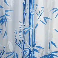 Bamboo Leaf Design Waterproof Shower Curtain for Bathroom, 7 Feet PVC Curtain with 8 Hooks &ndash; 54&rdquo;x 84&rdquo; Inches (Blue)-thumb2