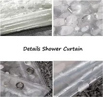 PVC  3D Pebble Clear Shower Curtain, Bathroom Waterproof Plastic Shower Curtains Liner with 8 Shower Curtain Rings Hooks for Shower Stall, Bathtubs (54X84 INCHES( 7 FEET by 4.5 FEET))-thumb1