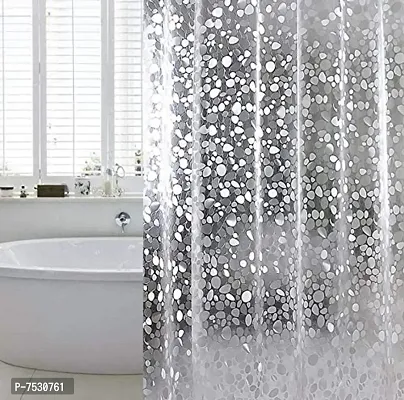 PVC 3D Pebble Clear Shower Curtain, Bathroom Waterproof Plastic Shower Curtains Liner with 8 Shower Curtain Rings Hooks for Shower Stall, Bathtubs (54X108 INCHES( 9 FEET by 4.5 FEET))-thumb0