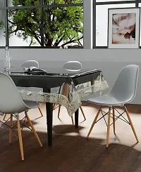 6 Seater Waterproof Transparent Dining Table Cover Clear PVC Plastic Sheet Cover ,88 x 58 Inches,Rectangular,Pack of 1 (Golden LACE Transparent)-thumb3