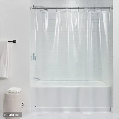 Waterproof Shower Curtain for Bathroom, Clear Transparent PVC Curtain (8 FEET Set of 2)-thumb0