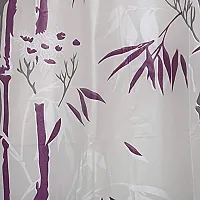 Bamboo Design PVC Shower Curtain 7 Feet with Hooks (7 FEET Purple Set of 1)-thumb2