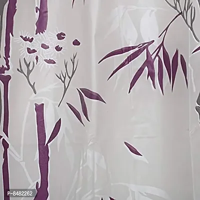 Bamboo Design PVC Shower Curtain 7 Feet with Hooks (7 FEET Purple Set of 1)-thumb3