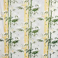 Bamboo Design PVC Shower Curtain 7 Feet with Hooks (7 FEET Green Set of 2)-thumb1