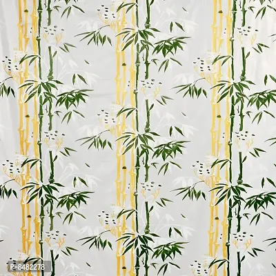 Bamboo Design PVC Shower Curtain 7 Feet with Hooks (7 FEET Green Set of 2)-thumb2