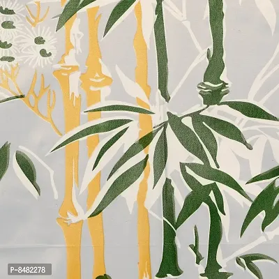 Bamboo Design PVC Shower Curtain 7 Feet with Hooks (7 FEET Green Set of 2)-thumb3