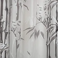 Bamboo Design PVC Shower Curtain 7 Feet with Hooks (7 FEET Grey Set of 1)-thumb2