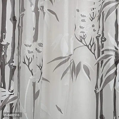 Bamboo Design PVC Shower Curtain 7 Feet with Hooks (7 FEET Grey Set of 1)-thumb3