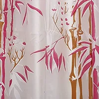 Bamboo Design PVC Shower Curtain 7 Feet with Hooks (7 FEET Pink Set of 2)-thumb1