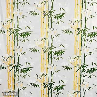 Bamboo Design PVC Shower Curtain 7 Feet with Hooks (7 FEET Green Set of 1)-thumb2