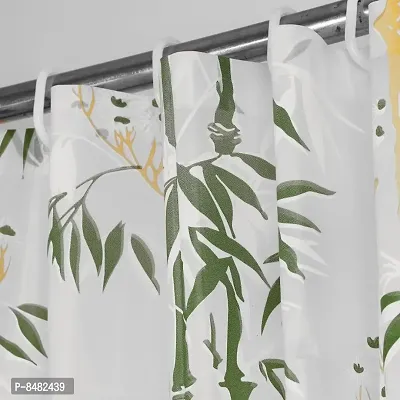 Bamboo Design PVC Shower Curtain 7 Feet with Hooks (7 FEET Green Set of 1)-thumb3