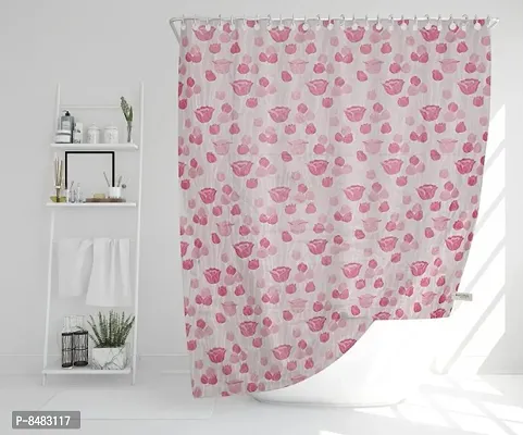 PVC Shower Curtain Tulip Design (9 FEET Pink Set of 1)-thumb3