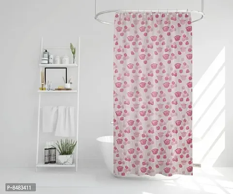 PVC Shower Curtain Tulip Design (7 FEET Pink Set of 1)