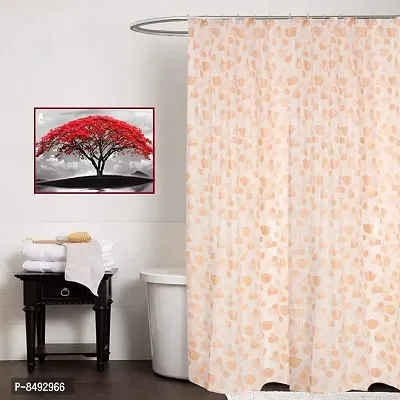 PVC Shower Curtain Tulip Design (7 FEET Orange Set of 2)