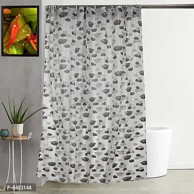 PVC Shower Curtain Tulip Design (7 FEET Grey Set of 1)