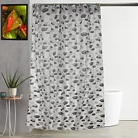 PVC Shower Curtain Tulip Design (9 FEET Grey Set of 1)-thumb1