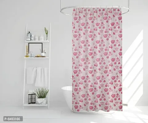 PVC Shower Curtain Tulip Design (9 FEET Pink Set of 2)-thumb0