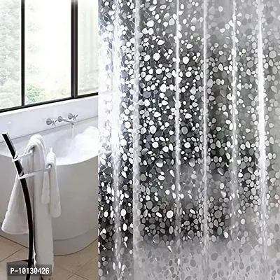 Pebbles Design Waterproof Shower Curtain for Bathroom, PVC Curtain (7 FEET, SET OF 1)-thumb0