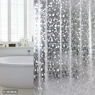 Pebbles Design Waterproof Shower Curtain for Bathroom, PVC Curtain (7 FEET, SET OF 1)-thumb3