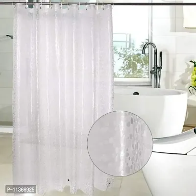 PVC Transparent Coin Design Shower Curtain with 8 Hooks (7 ft, Transparent), waterproof