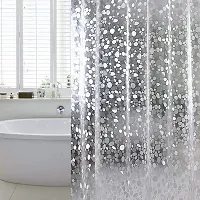 PVC Transparent Coin Design Shower Curtain with 8 Hooks (7 ft, Transparent), waterproof-thumb1