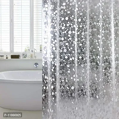 PVC Transparent Coin Design Shower Curtain with 8 Hooks (7 ft, Transparent), waterproof-thumb2
