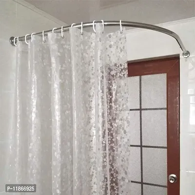 PVC Transparent Coin Design Shower Curtain with 8 Hooks (7 ft, Transparent), waterproof-thumb3