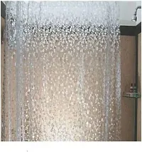 PVC Transparent Coin Design Shower Curtain with 8 Hooks (9 ft, Transparent), waterproof-thumb3