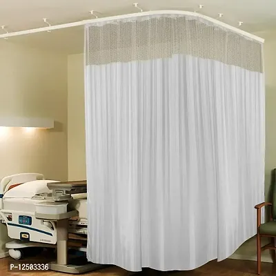ICU Partition Net Hospital Curtain 54x84 Inches( 7 Feet by 4.5 Feet) with C-Hooks (White)-thumb0