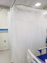 Stars Set of 1 PVC Hospital Partition Curtain with Square net on top for ICU and Wards (7 FEET by 6 FEET, White)-thumb3