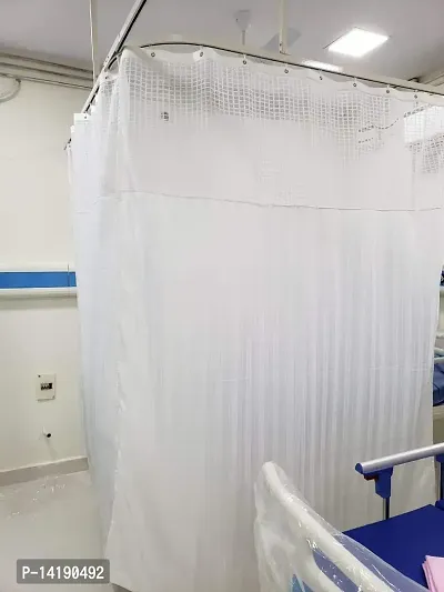Stars Set of 1 PVC Hospital Partition Curtain with Square net on top for ICU and Wards (7 FEET by 6 FEET, White)-thumb4