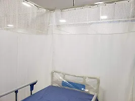 Stars Set of 1 PVC Hospital Partition Curtain with Square net on top for ICU and Wards (7 FEET by 6 FEET, White)-thumb1