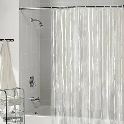 Fabfurn PVC Classic Bathroom Curtain with Hooks, Standard, Transparent, 1 Piece (8 FEET by 4.5 FEET)-thumb0