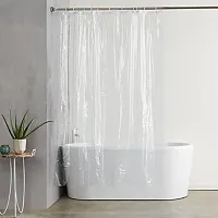Fabfurn PVC Classic Bathroom Curtain with Hooks, Standard, Transparent, 1 Piece (8 FEET by 4.5 FEET)-thumb1