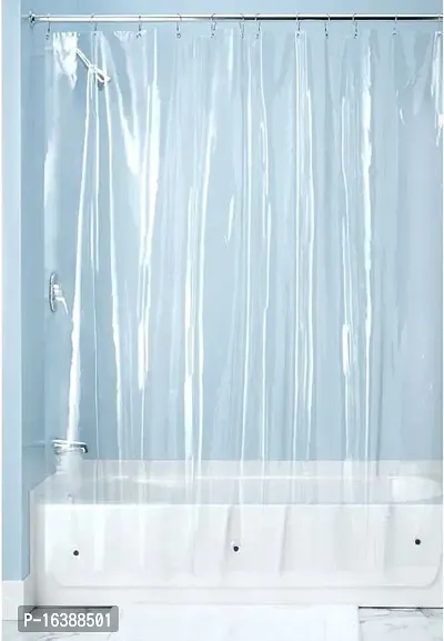 Fabfurn PVC Classic Bathroom Curtain with Hooks, Standard, Transparent, 1 Piece (8 FEET by 4.5 FEET)-thumb3