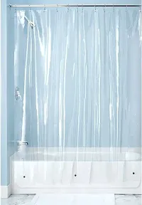 Fabfurn PVC Classic Bathroom Curtain with Hooks, Standard, Transparent, 1 Piece (8 FEET by 4.5 FEET)-thumb3