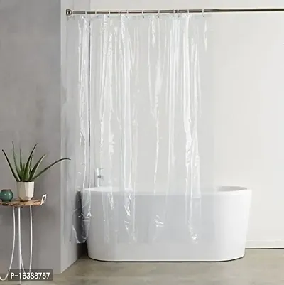 Fabfurn PVC Classic Bathroom Curtain with Hooks, Standard, Transparent, 1 Piece (9 FEET by 4.5 FEET)-thumb2