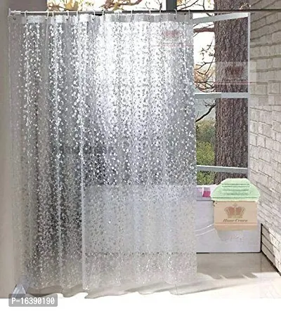 Fabfurn PVC Transparent Coin Design Shower Curtain with 8 Hooks, Waterproof (7 FEET by 4.5 FEET)