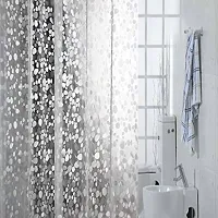 Fabfurn PVC Transparent Coin Design Shower Curtain with 8 Hooks, Waterproof (7 FEET by 4.5 FEET)-thumb1
