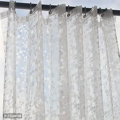 Fabfurn PVC Transparent Coin Design Shower Curtain with 8 Hooks, Waterproof (7 FEET by 4.5 FEET)-thumb3