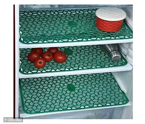 PVC Drawer and Fridge Jali Mats/Drawer Mats Jali/Placemats (Set of 6 Pieces) Waterproof, Plastic (Green)-thumb3