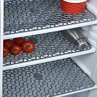 PVC Drawer and Fridge Jali Mats/Drawer Mats Jali/Placemats (Set of 6 Pieces) Waterproof, Plastic (Grey)-thumb1