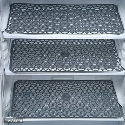 PVC Drawer and Fridge Jali Mats/Drawer Mats Jali/Placemats (Set of 6 Pieces) Waterproof, Plastic (Grey)-thumb4