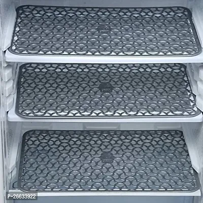 PVC Drawer and Fridge Jali Mats/Drawer Mats Jali/Placemats (Set of 6 Pieces) Waterproof, Plastic (Grey)-thumb4