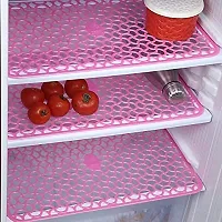 PVC Drawer and Fridge Jali Mats/Drawer Mats Jali/Placemats (Set of 6 Pieces) Waterproof, Plastic (Pink)-thumb2