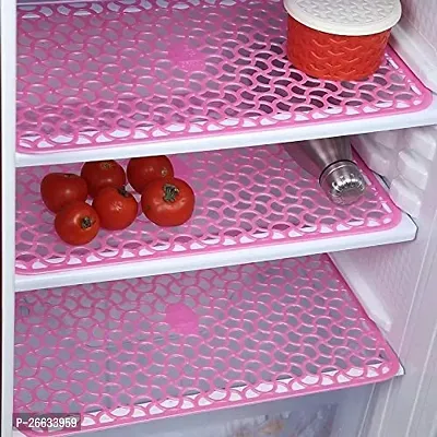 PVC Drawer and Fridge Jali Mats/Drawer Mats Jali/Placemats (Set of 6 Pieces) Waterproof, Plastic (Pink)-thumb3