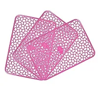 PVC Drawer and Fridge Jali Mats/Drawer Mats Jali/Placemats (Set of 6 Pieces) Waterproof, Plastic (Pink)-thumb2